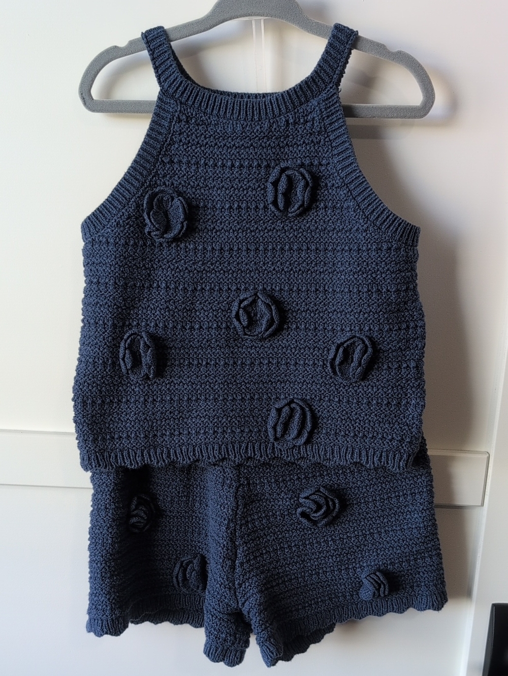 Art class USA Navy Blue Knit Flower Tank & Shorts Set -Size 7/8